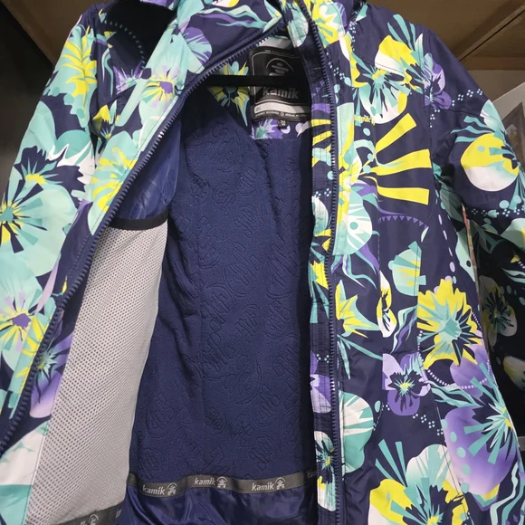 Kamik Kids Puffer Jacket - Navy and Floral - Picture 11 of 14